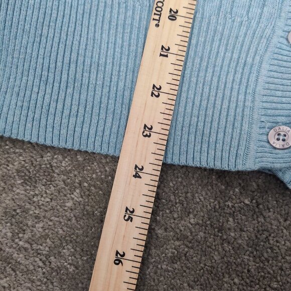 Dalia Women's Button Down Hooded Cardigan Sweater Blue Size Medium 100% Cotton - Picture 6 of 7